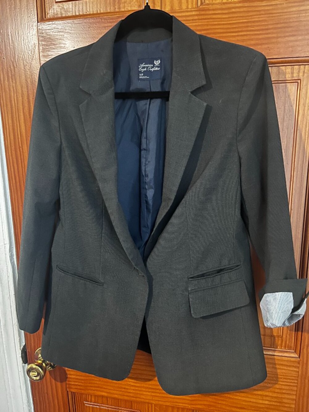 American Eagle Women's Gray Boyfriend Blazer
